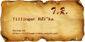 Tillinger Réka névjegykártya
